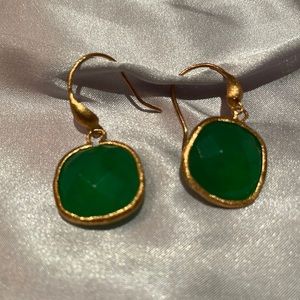 Green Stone drop earrings